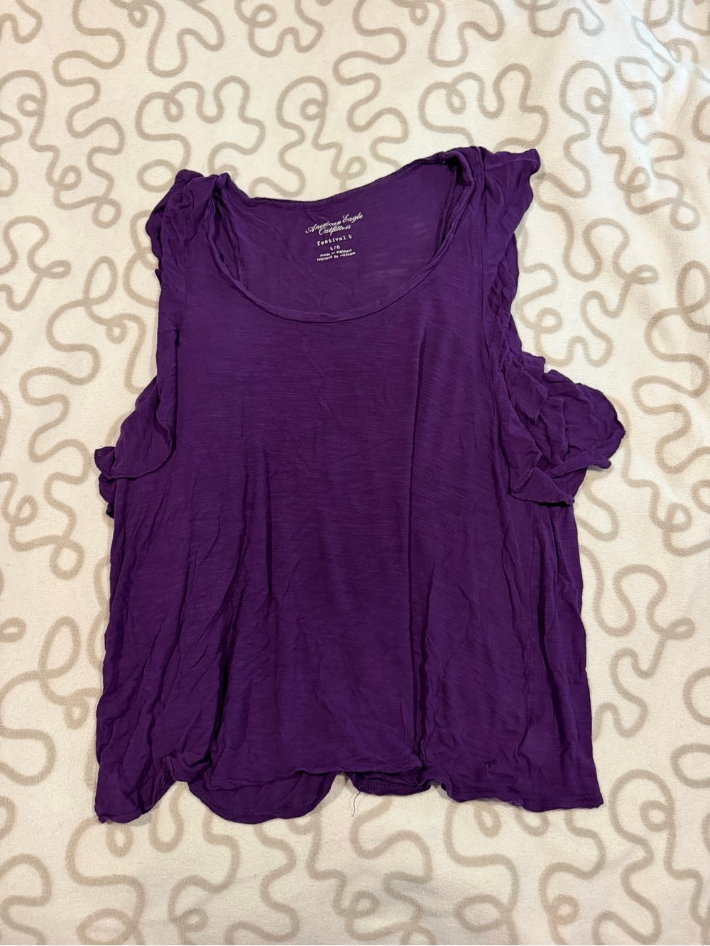 American Eagle Outfitters Festival Tee Purple Ruffled Sleeve